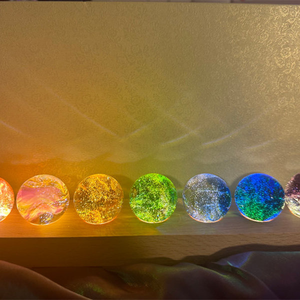 Colorful Crystal Ball Decoration - Glass - Wood - 7 Balls in a Set -  ApolloBox