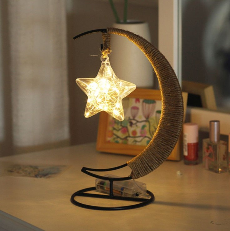 crescent moon fairy light lantern