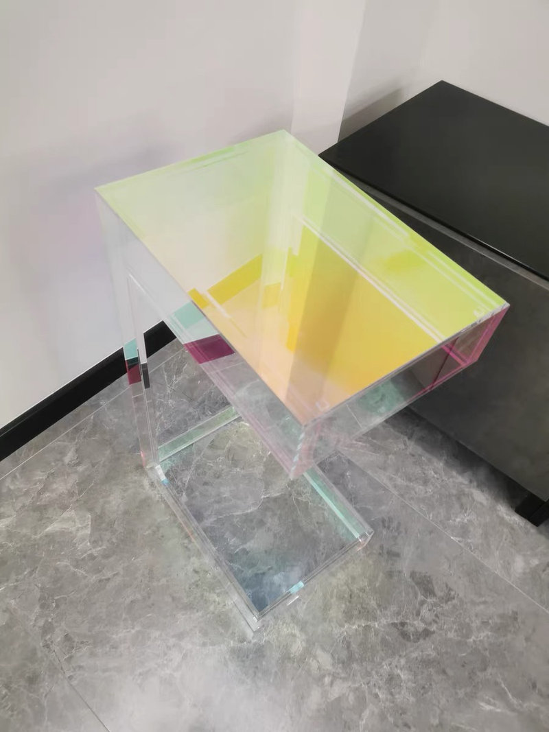 Iridescent Side Table - Acrylic - Minimalist Drawer Design - ApolloBox