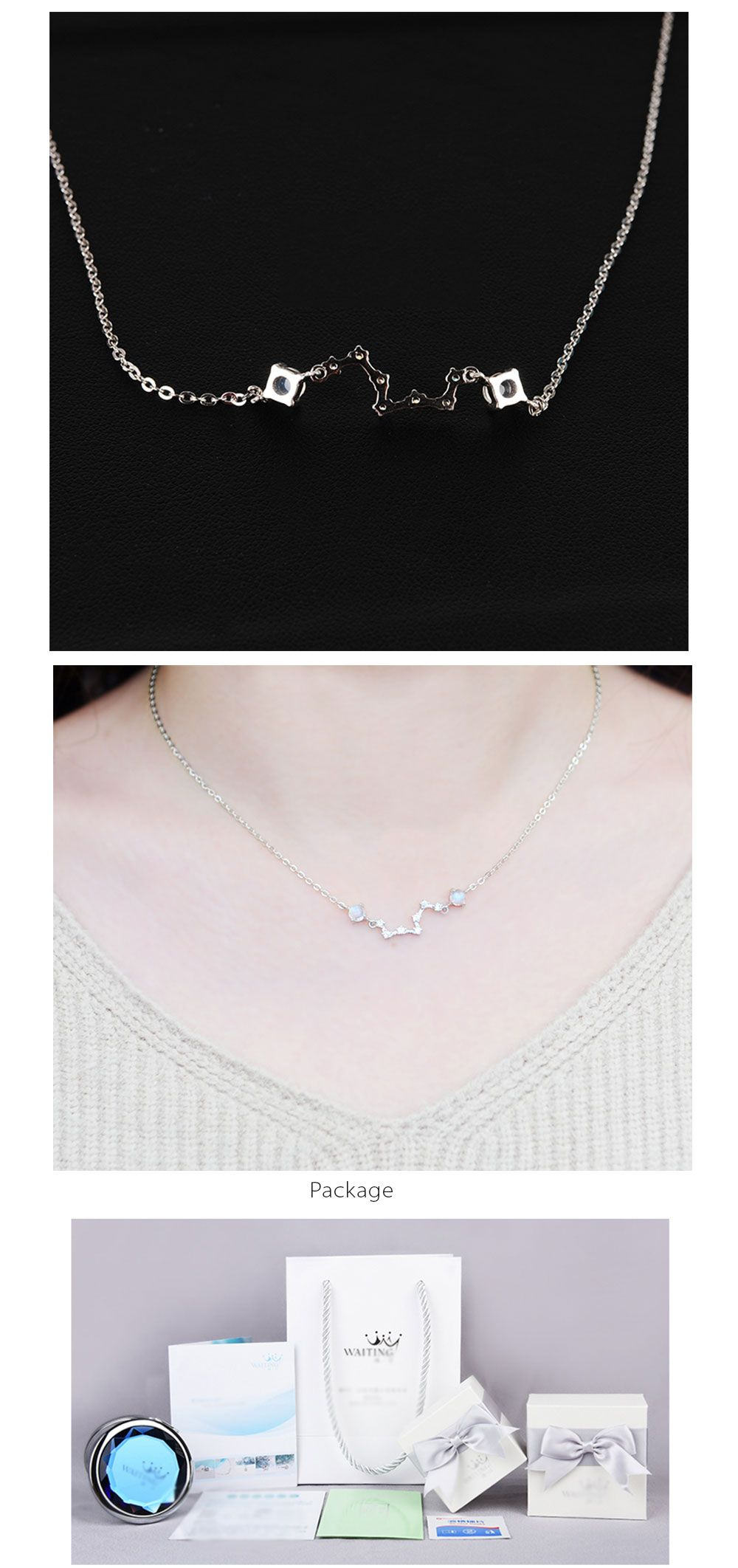 Waiting Lucky Stars Moonstone Necklace - ApolloBox