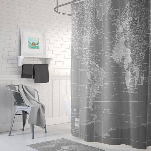 World Map Shower Curtain Apollobox, Map Shower Curtain