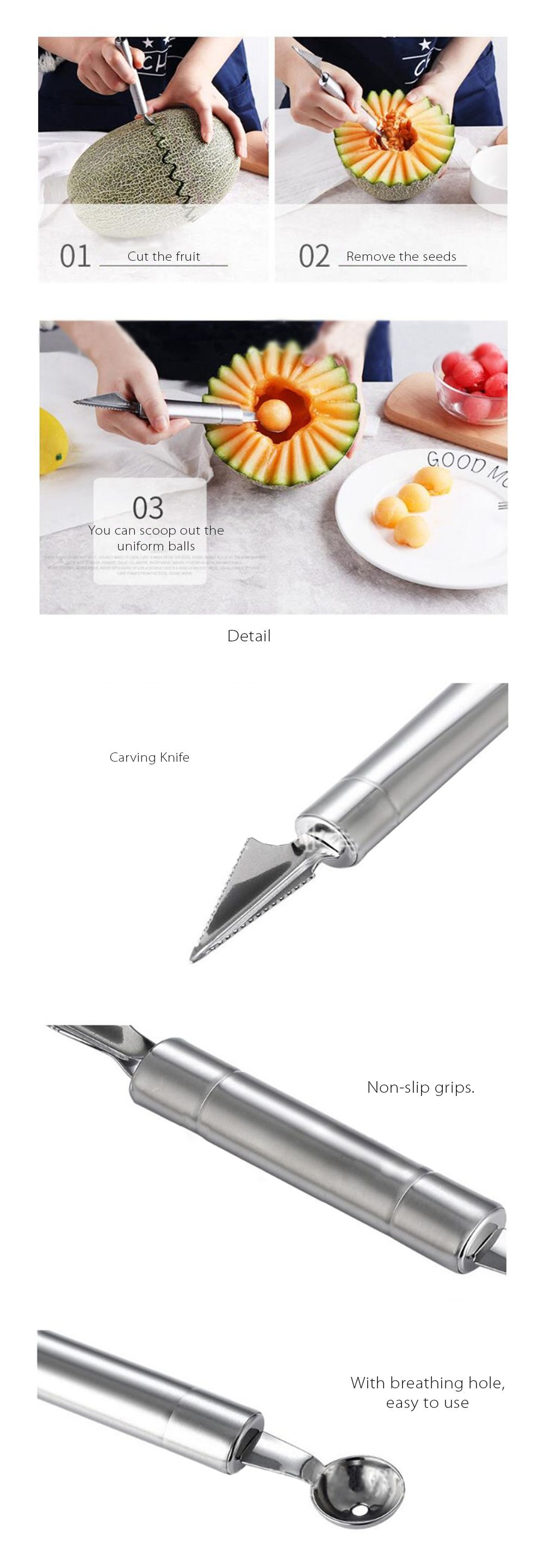 Stainless Steel Fruit Dig & Carve Tools - ApolloBox