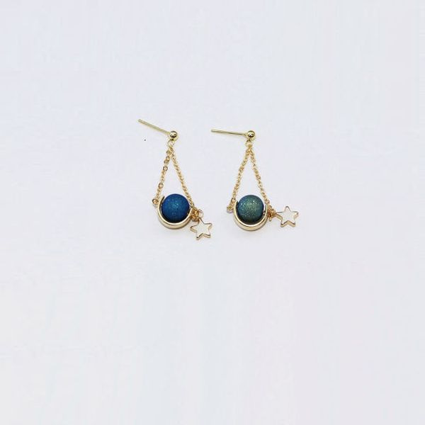 Crescent Moon Sparkling Planet Earrings - ApolloBox