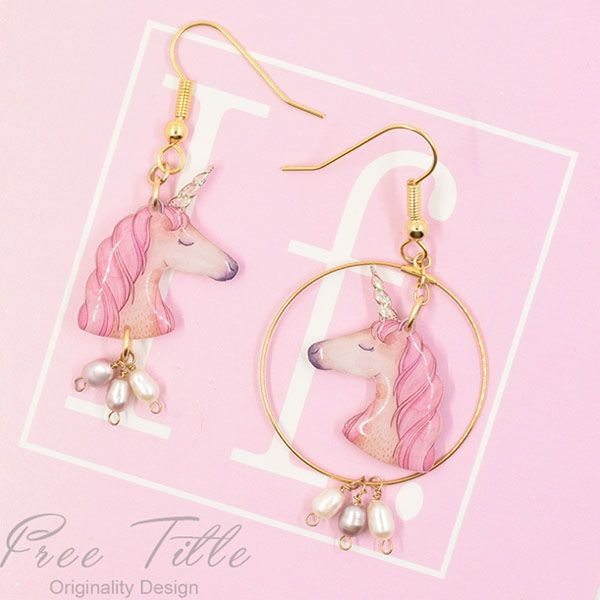 Unicorn Earrings and Necklace Set with Gift Box Pink Naler Unicorn Gift for Girls 