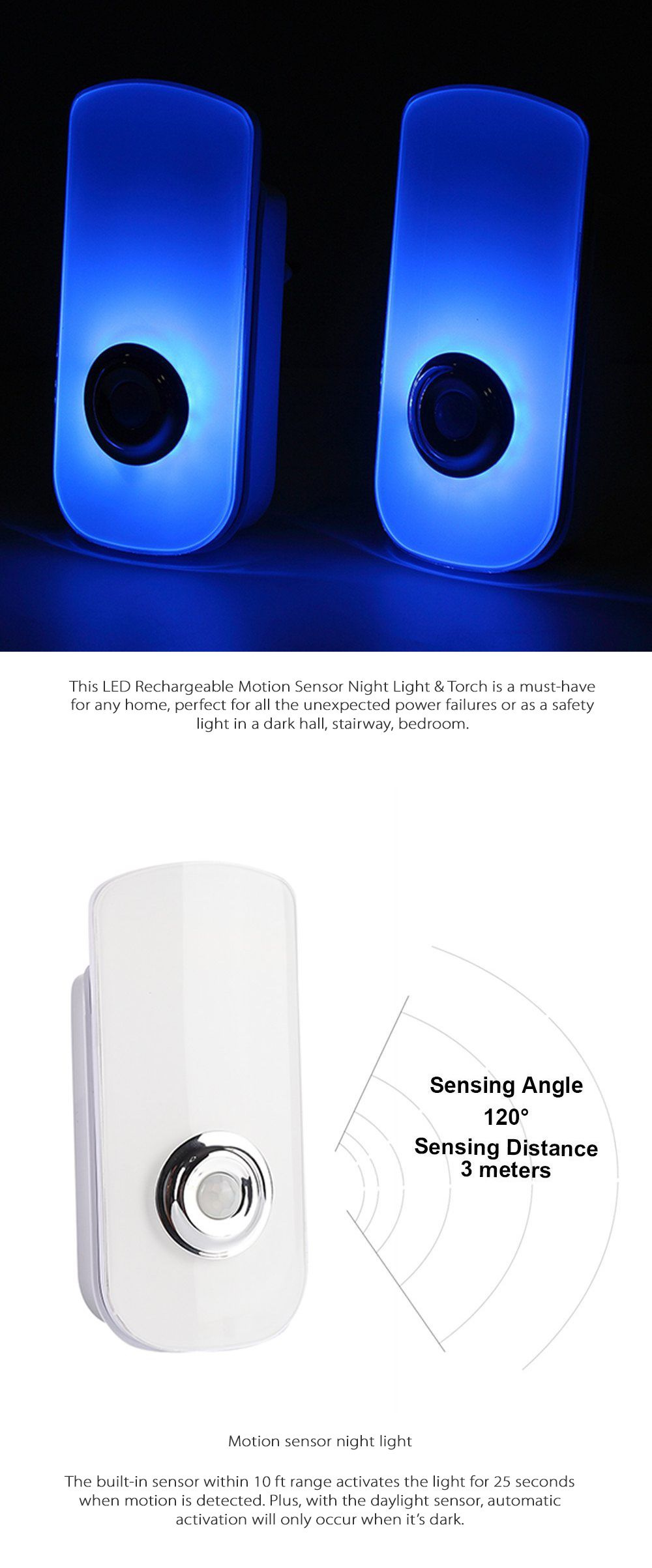 motion sensor night light torch