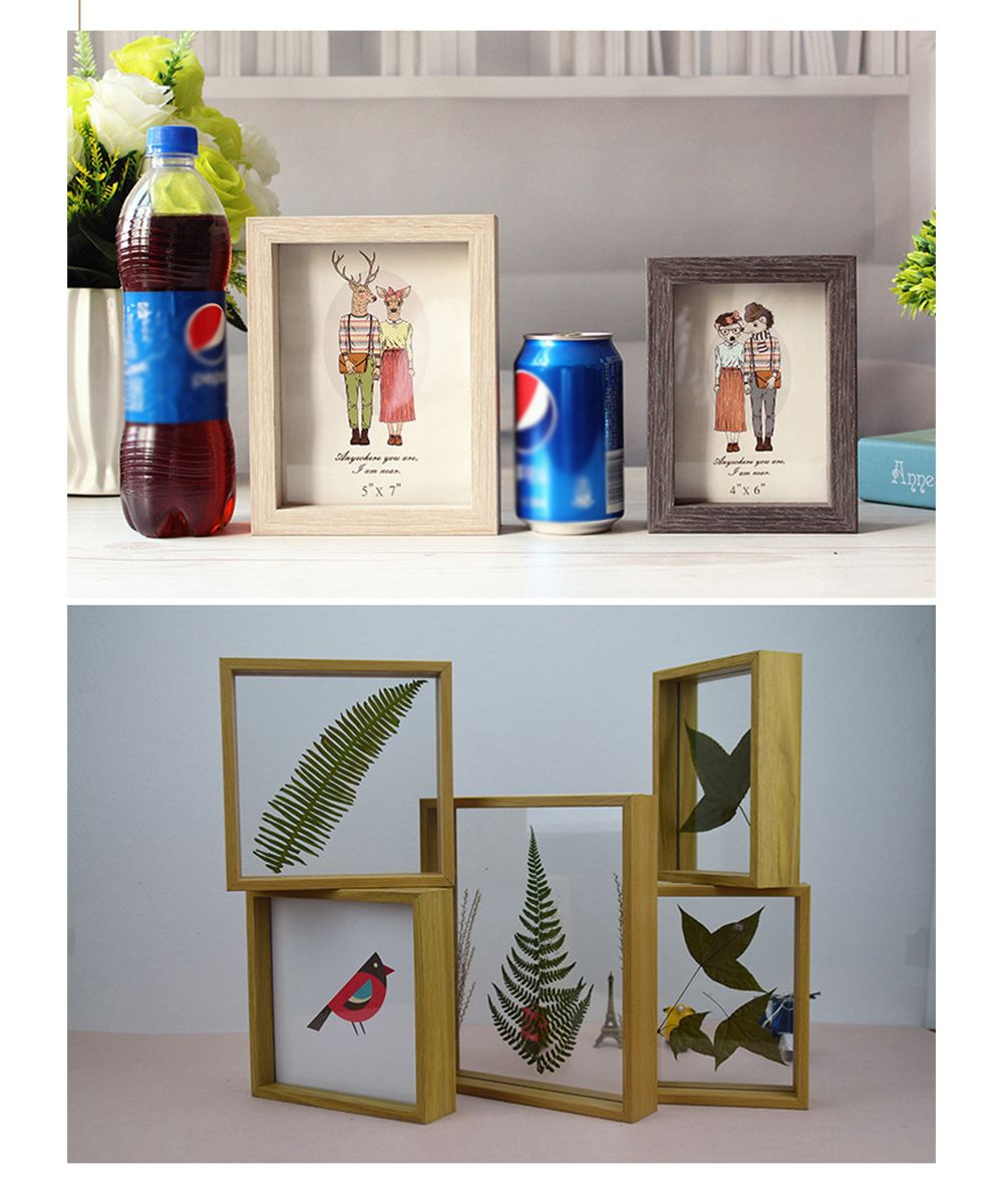 Double-Sided Photo Frames - Glass and Wood - Brown - Natural from Apollo Box