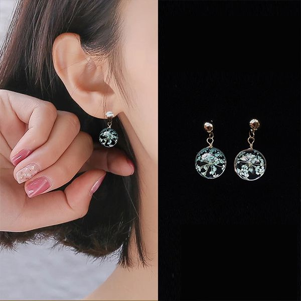 Glass Droplet Dry Flower Earrings - ApolloBox