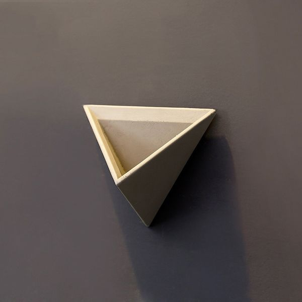 Triangle Cement Wall Vase - White - Gray