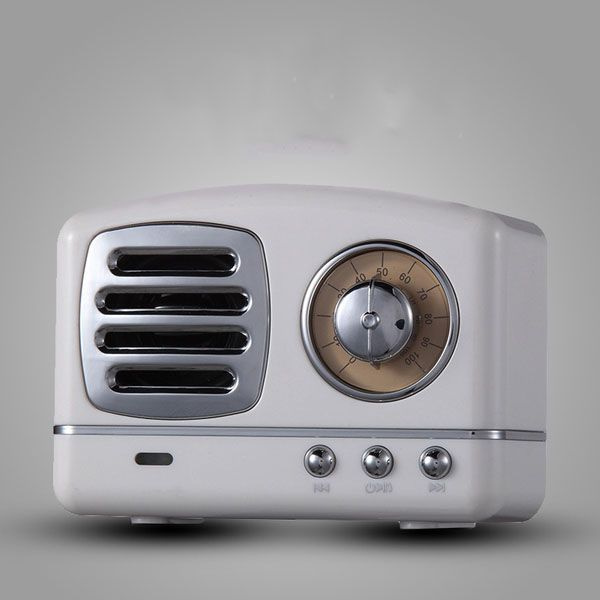 Retro Radio Bluetooth Speaker - Plastic - White - Pink - ApolloBox