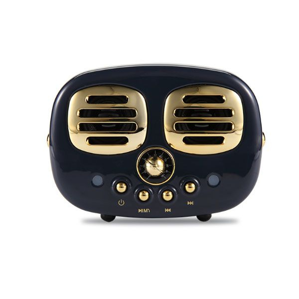 Retro Radio Bluetooth Speaker - ABS - Gold - Black - ApolloBox