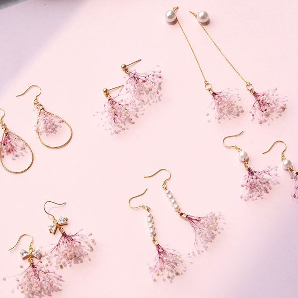 Pink Pressed Flower Earrings