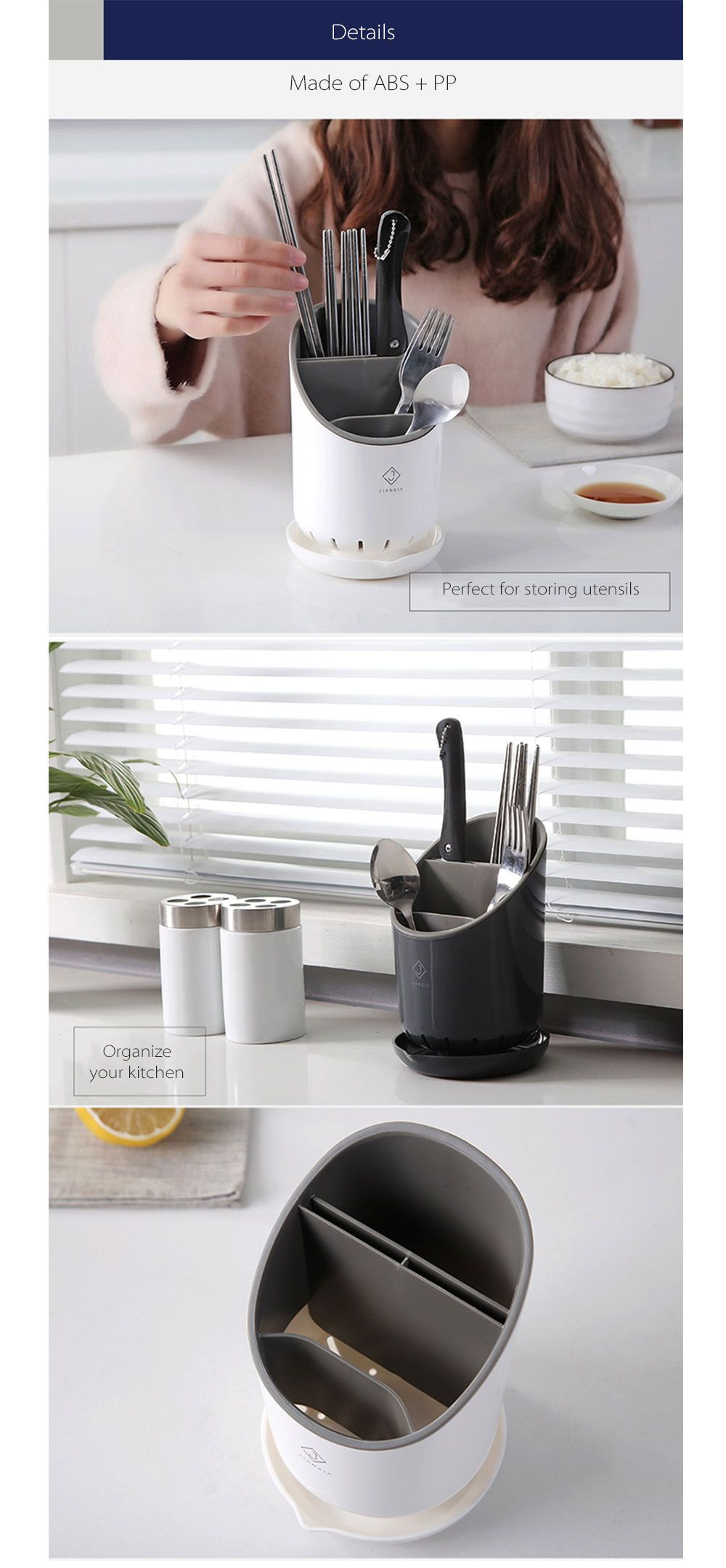 Utensil Holder/Drying Rack - White - Black from Apollo Box