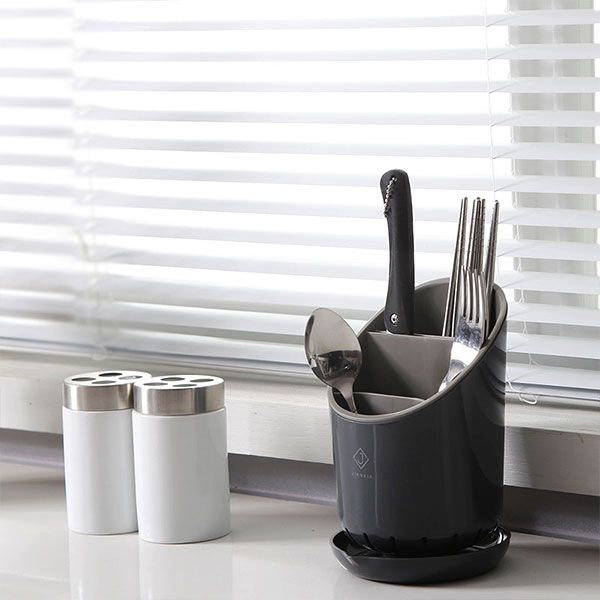 Utensil Holder/Drying Rack - White - Black - ApolloBox