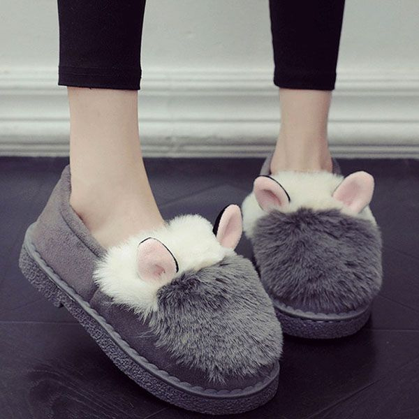 fluffy bunny ear slippers