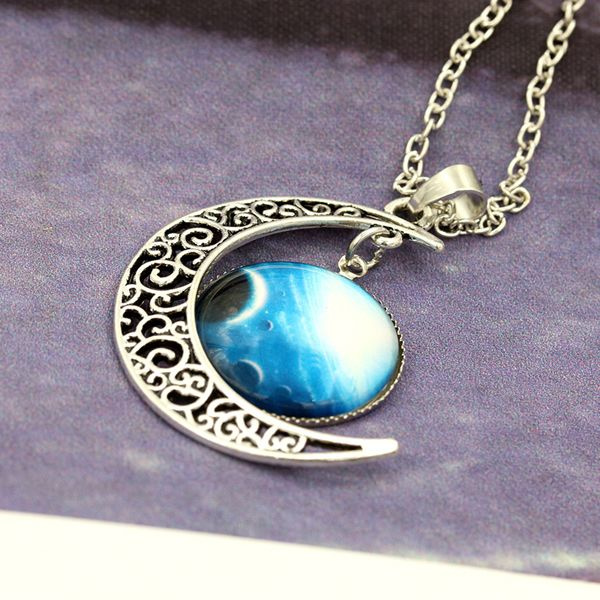 crescent moon galaxy necklace