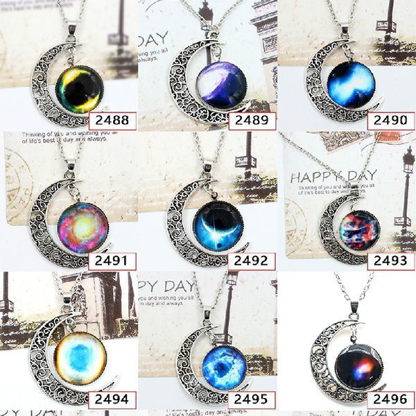 Galaxy Moon Phases Paper Necklace - Shewolfka