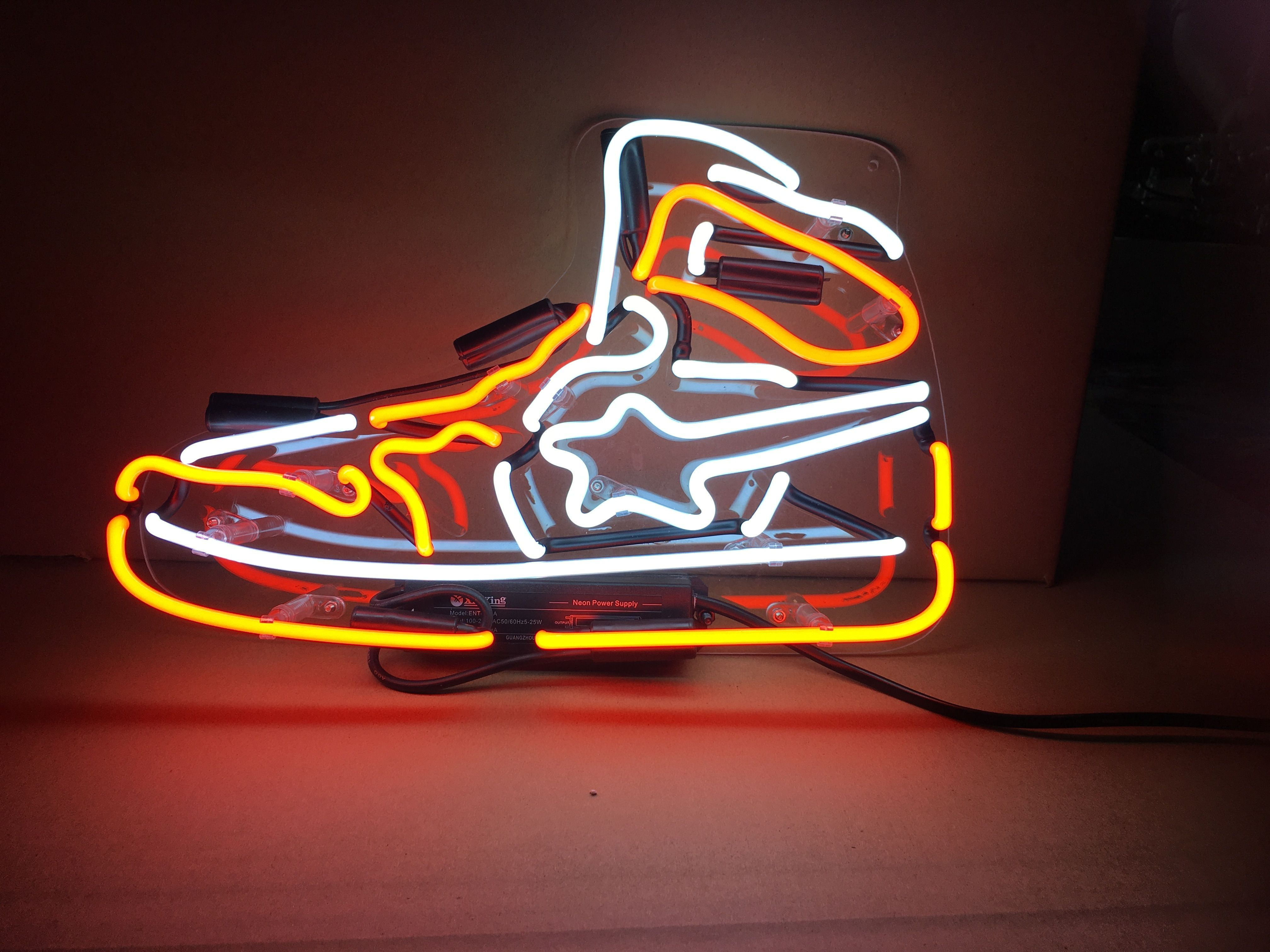 Handmade Sneakers' LED Lamp Room Decor Banner Art Light Neon Sign 14"x7" 
