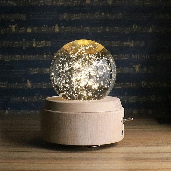 3D Crystal Ball Music Box The Deer Luminous Rotating Musical Box With Proje J5H2 
