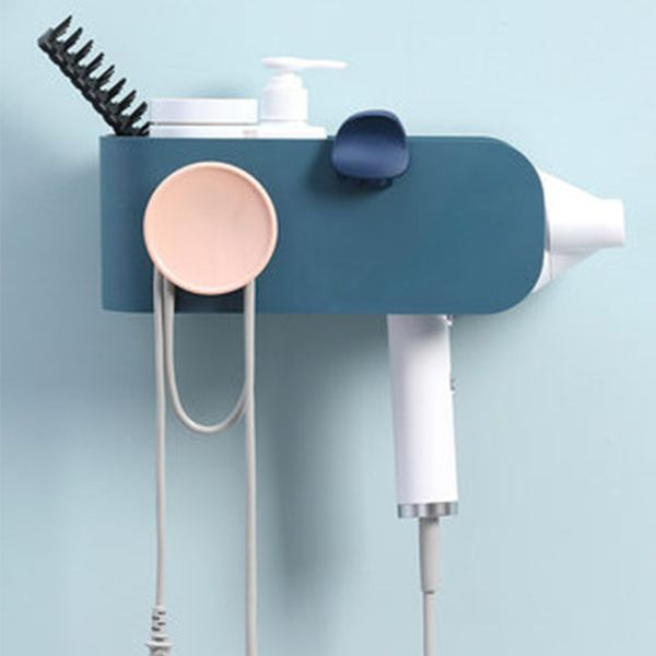 Bathroom Shelf Suction Cup Hair Dryer Holder Storage Organizer