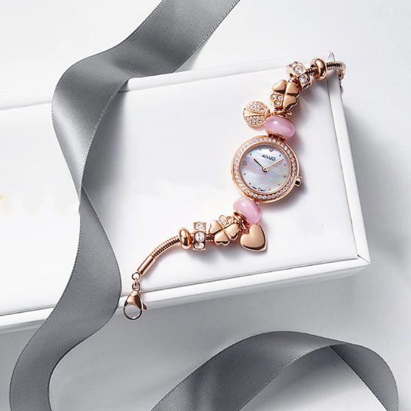 Top Brand Women Crystal Love Charm Bracelet Ladies Watches Love Leather  Strap Rhinestone Wrist Watch Luxury Fashion Quartz Watch | Wish
