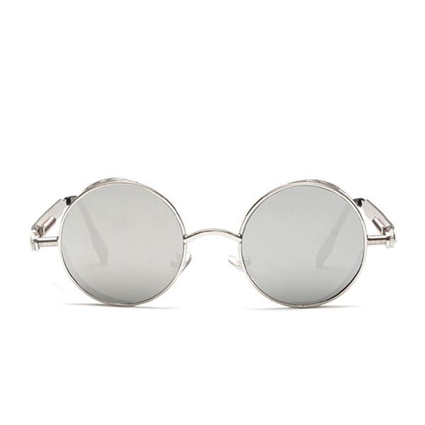 Silver + Grey Steampunk Glasses Cyber 50s Round Retro Vintage