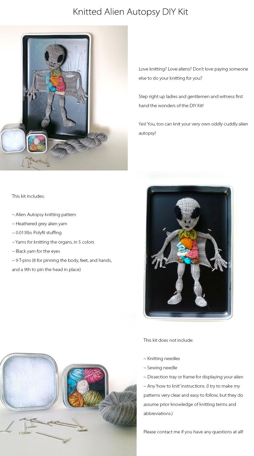 Diy Alien Autopsy Knitting Kit From Apollo Box