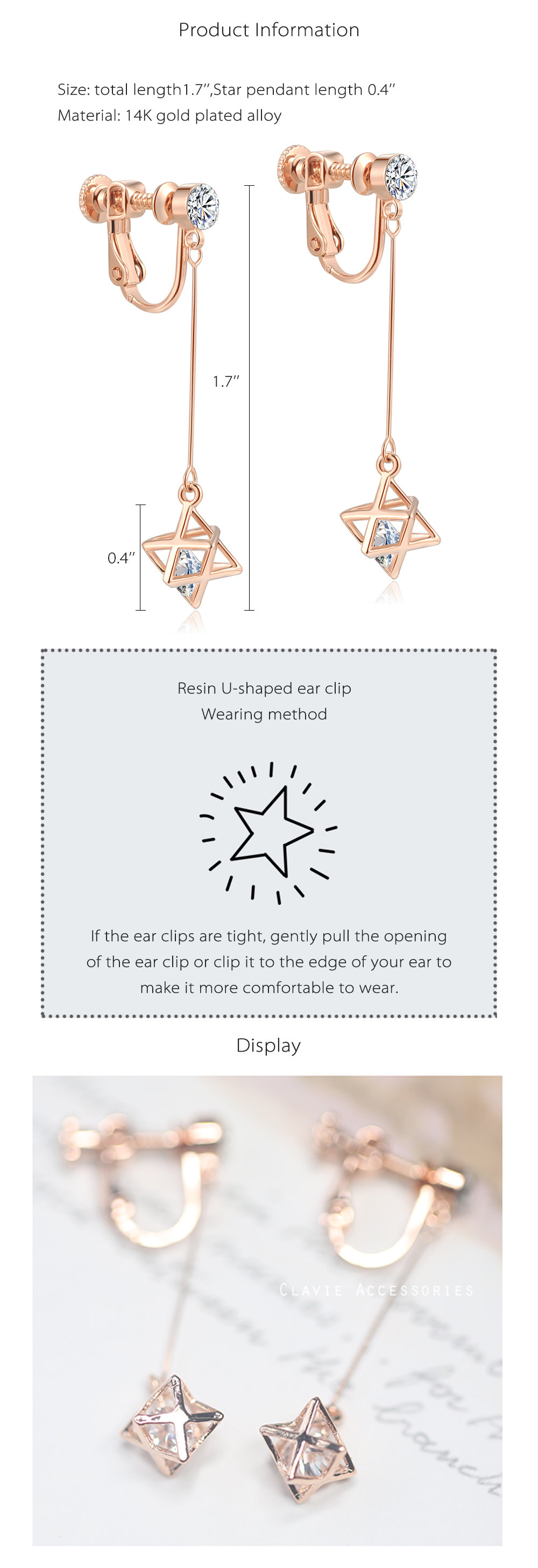 3D Star Drop Earrings - ApolloBox