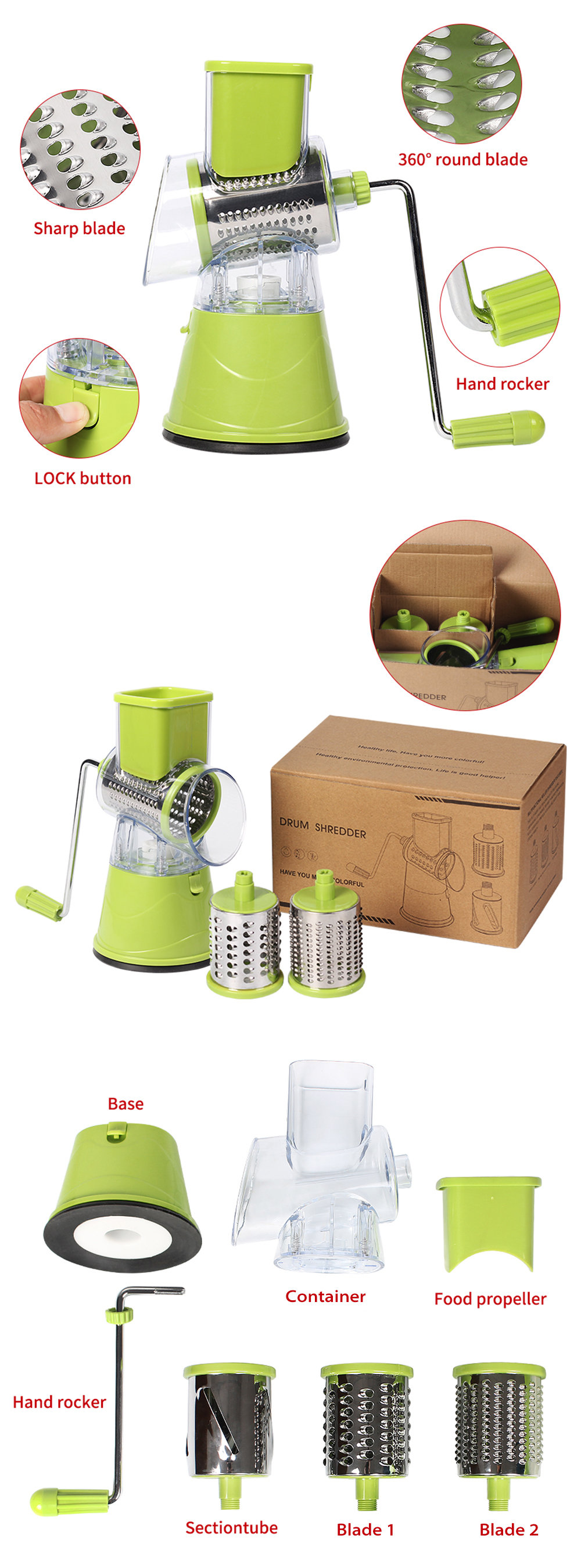 Manual Rotary Vegetable Slicer - ApolloBox