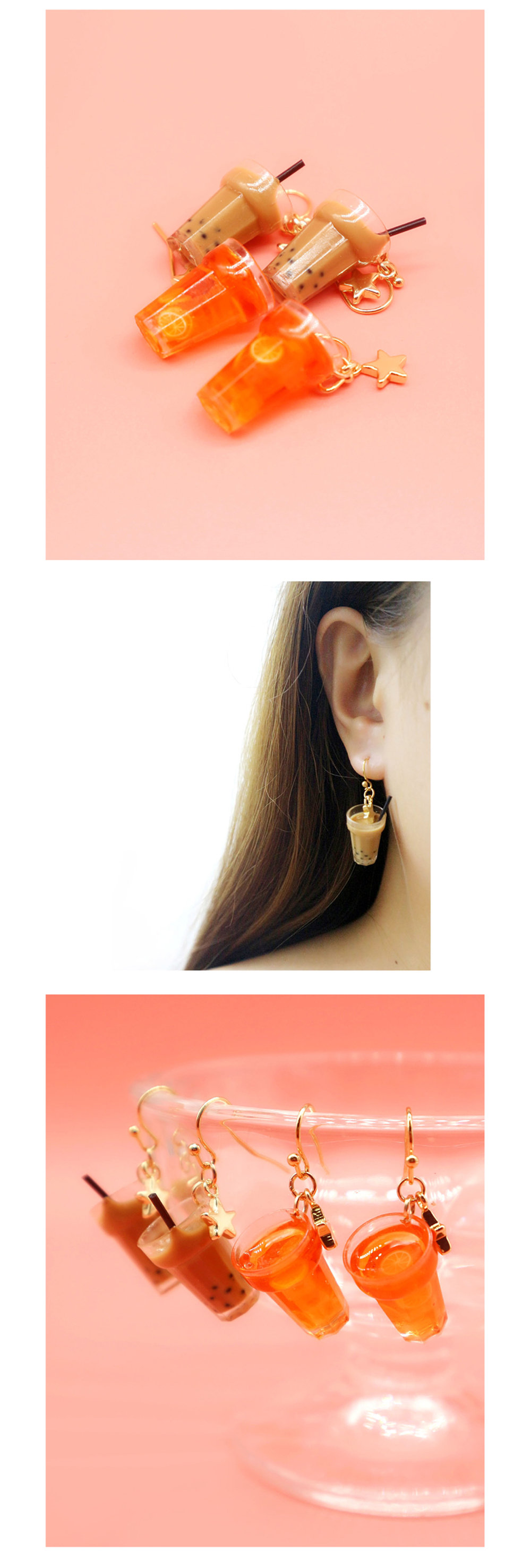 Bubble Tea/boba Tea Resin Earrings 