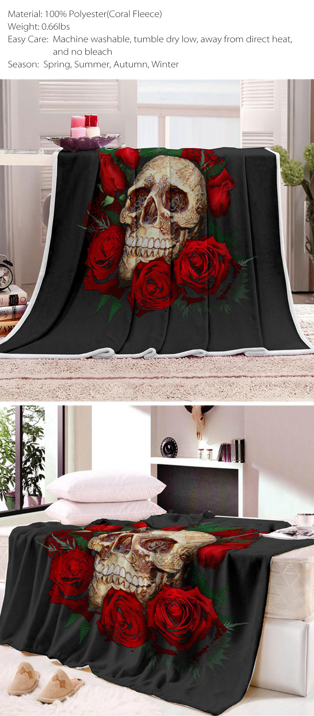 Queen size skull online blanket