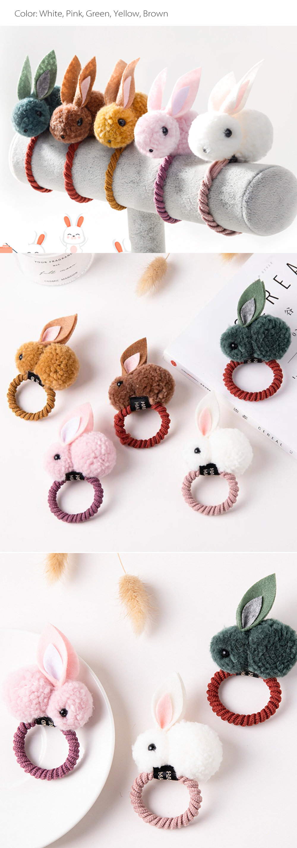 Cute Mini 3D Bunny Hair Ties 3D Cube Hair Ties Children's 