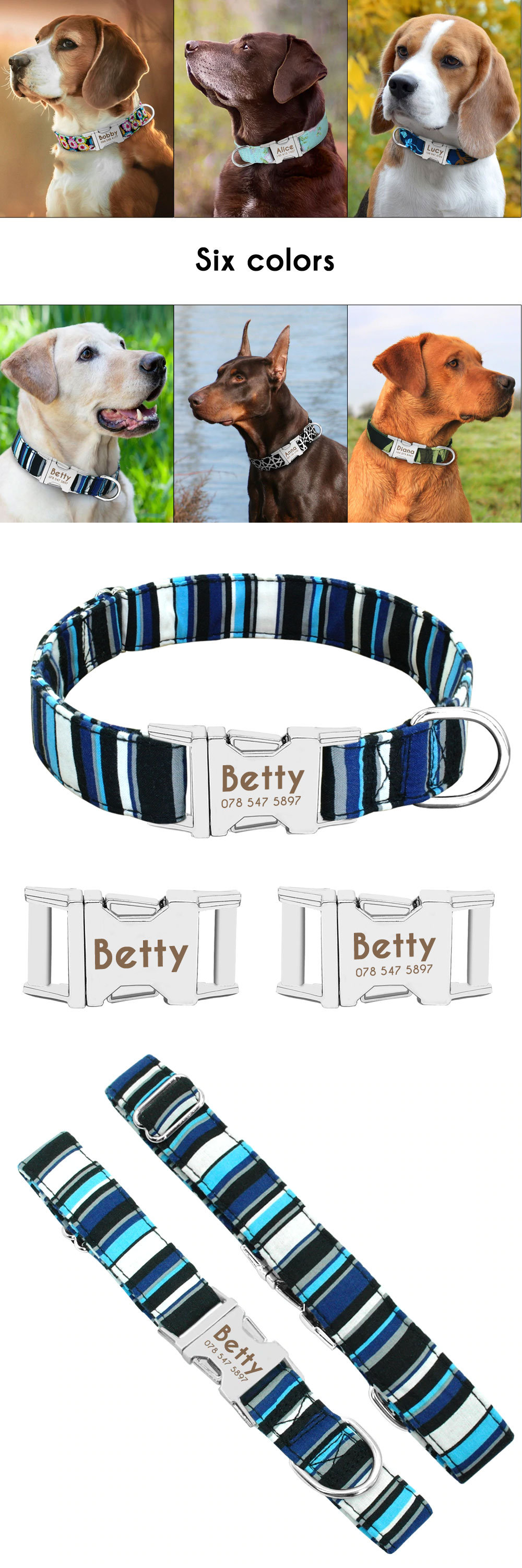 personalized nylon dog collar