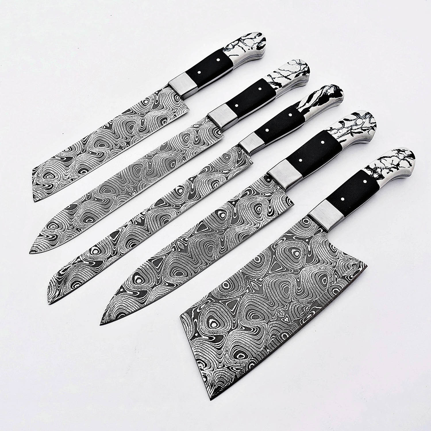 5 PCS ETCHED J2 STEEL KITCHEN KNIVES SET KCH 113 ApolloBox