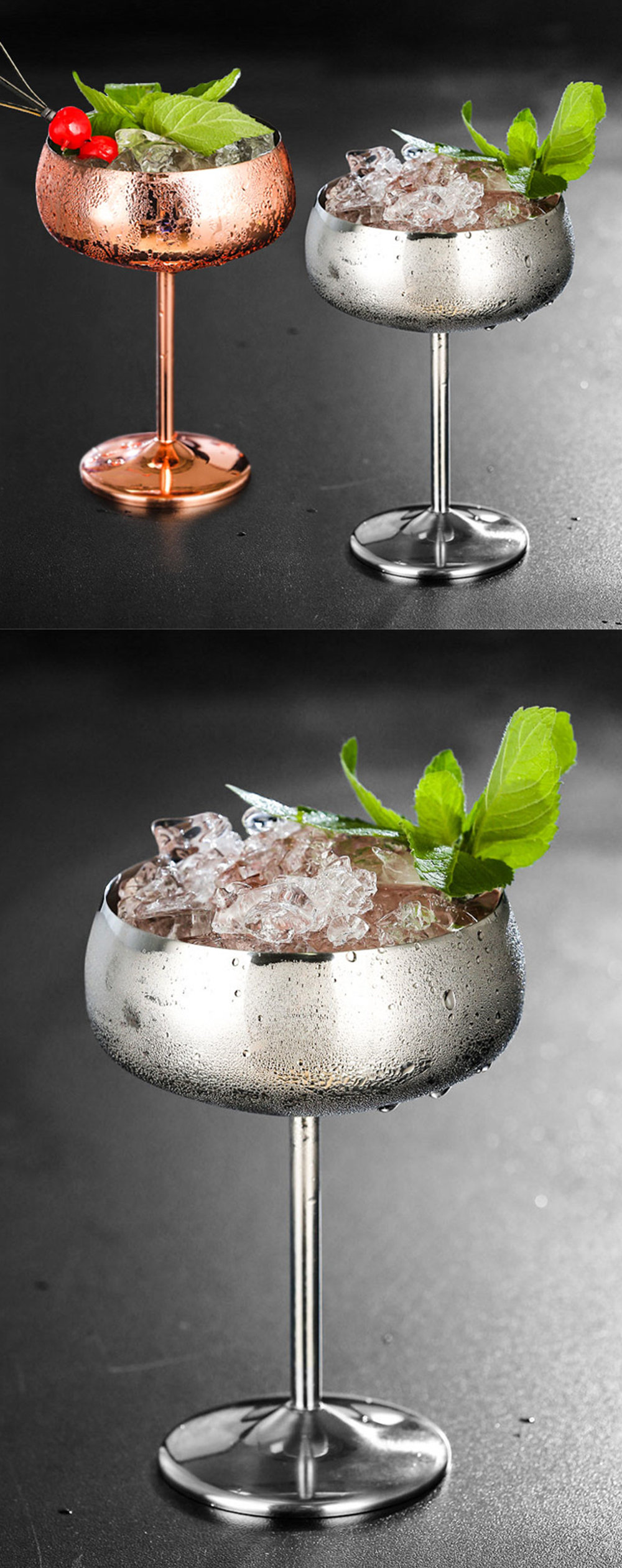 Stylish Cocktail Glass Stainless Steel Silver Rose Gold Apollobox 5712