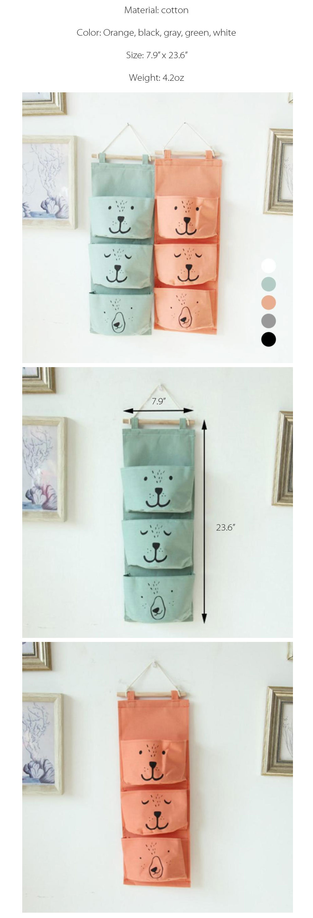 Adorable Bear Triple Storage Pockets - ApolloBox