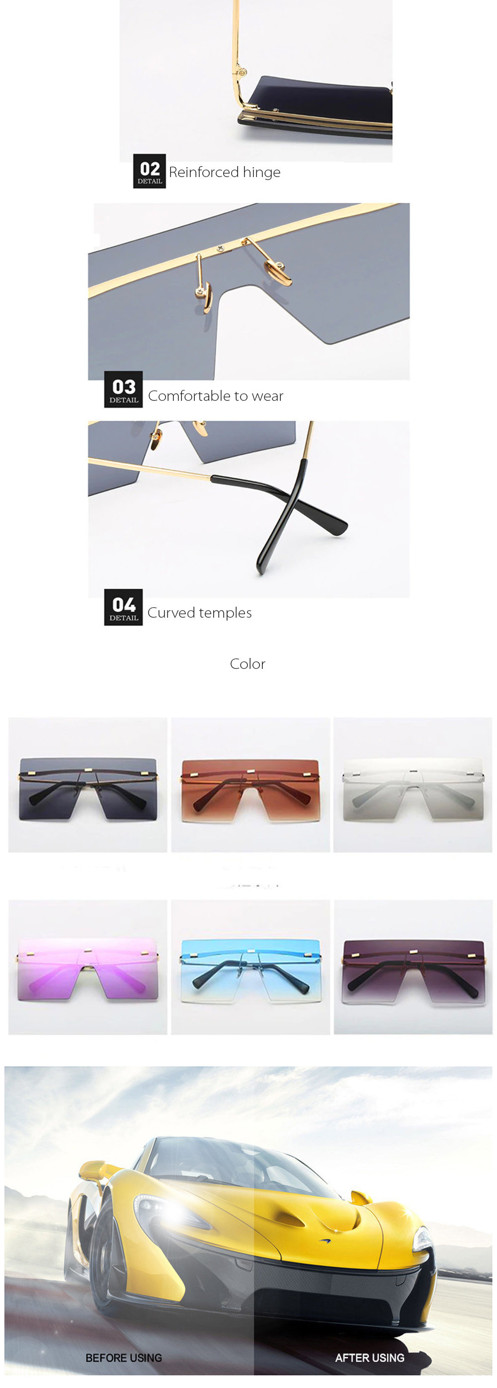 Big Square Rimless Sunglasses