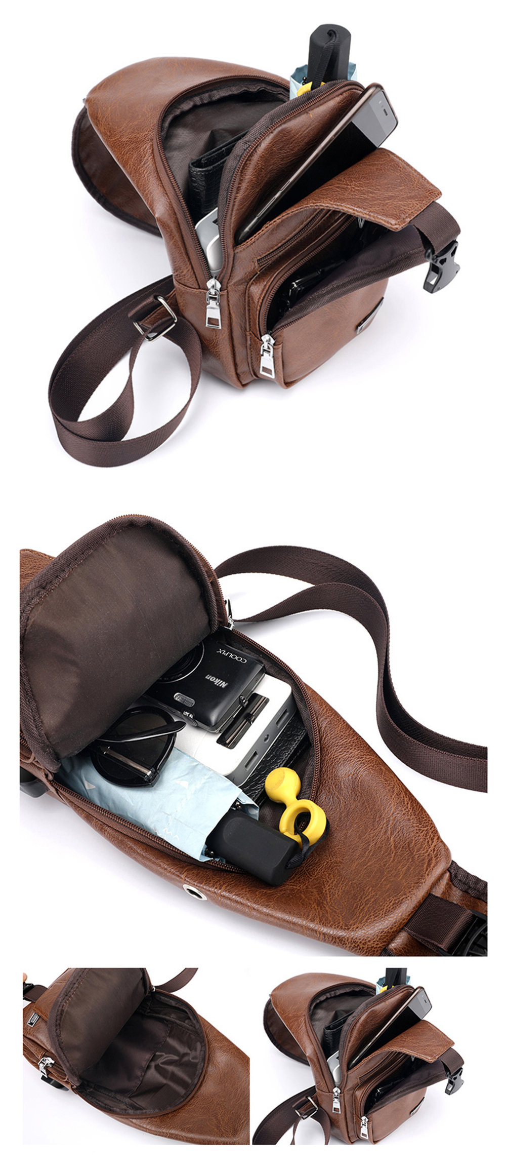 Men's Leather Sling Bag - ApolloBox