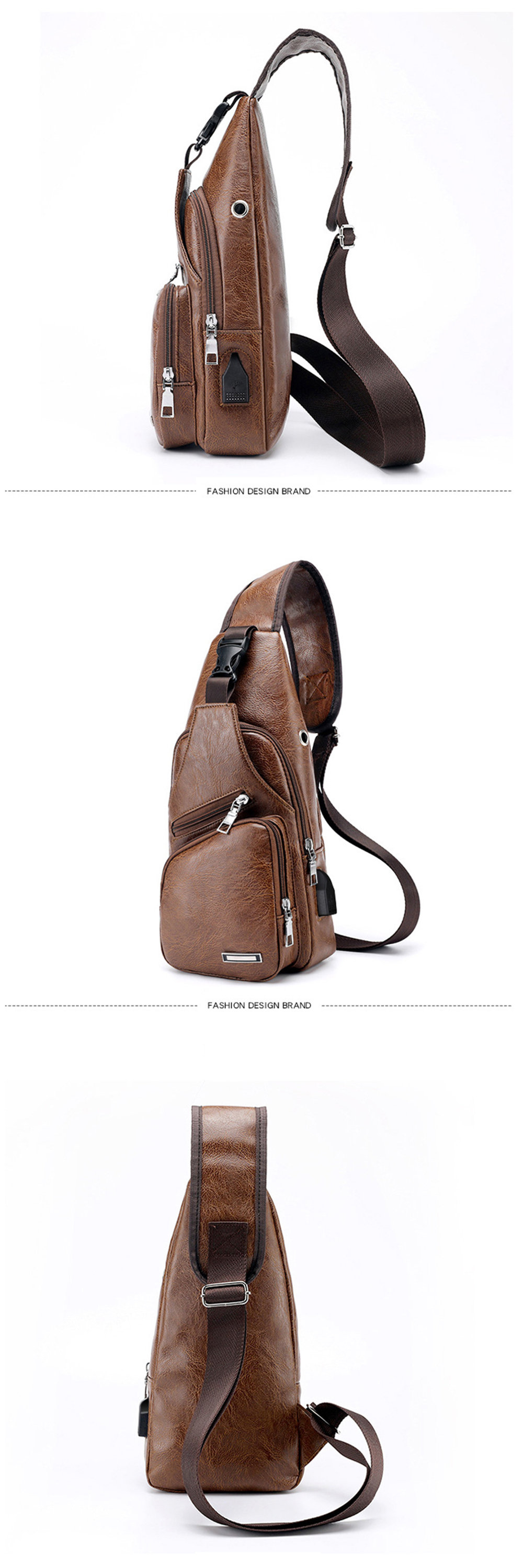 Men's Chest Bag - PU Leather - ApolloBox