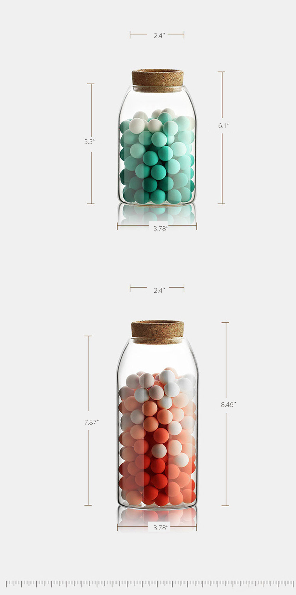 Glass Jar With Cork Lid - Spherical and Button-shaped Cork - Kitchen  Storage from Apollo Box