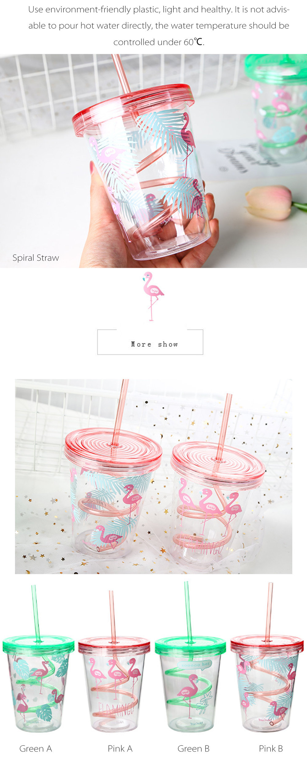 Glamour Cat Ear Tumbler - With Lid and Straw - Gray - Pink - White -  ApolloBox