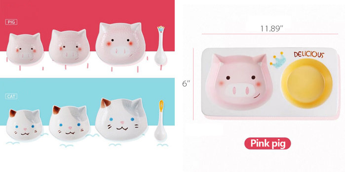 Cartoon Cat or Pig Dinnerware - ApolloBox