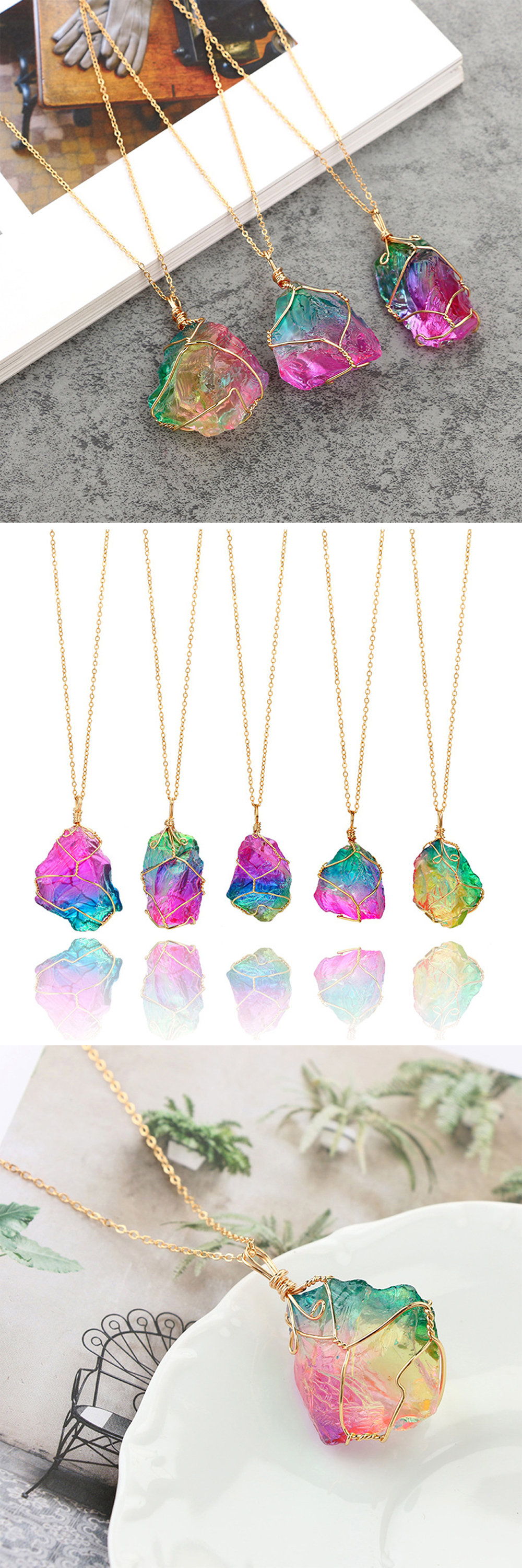 Rainbow Crystal Charms Necklace - The Rainbow Locker