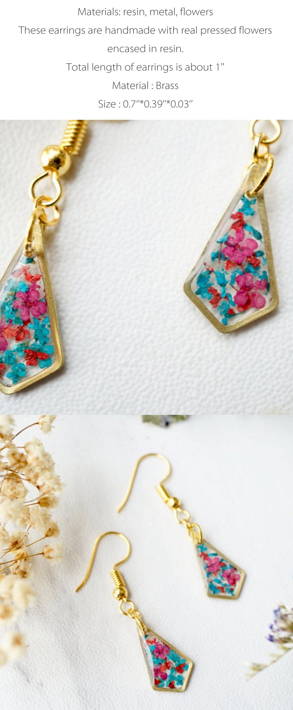 Floral Resin Earrings  Unique items products, Resin jewelry