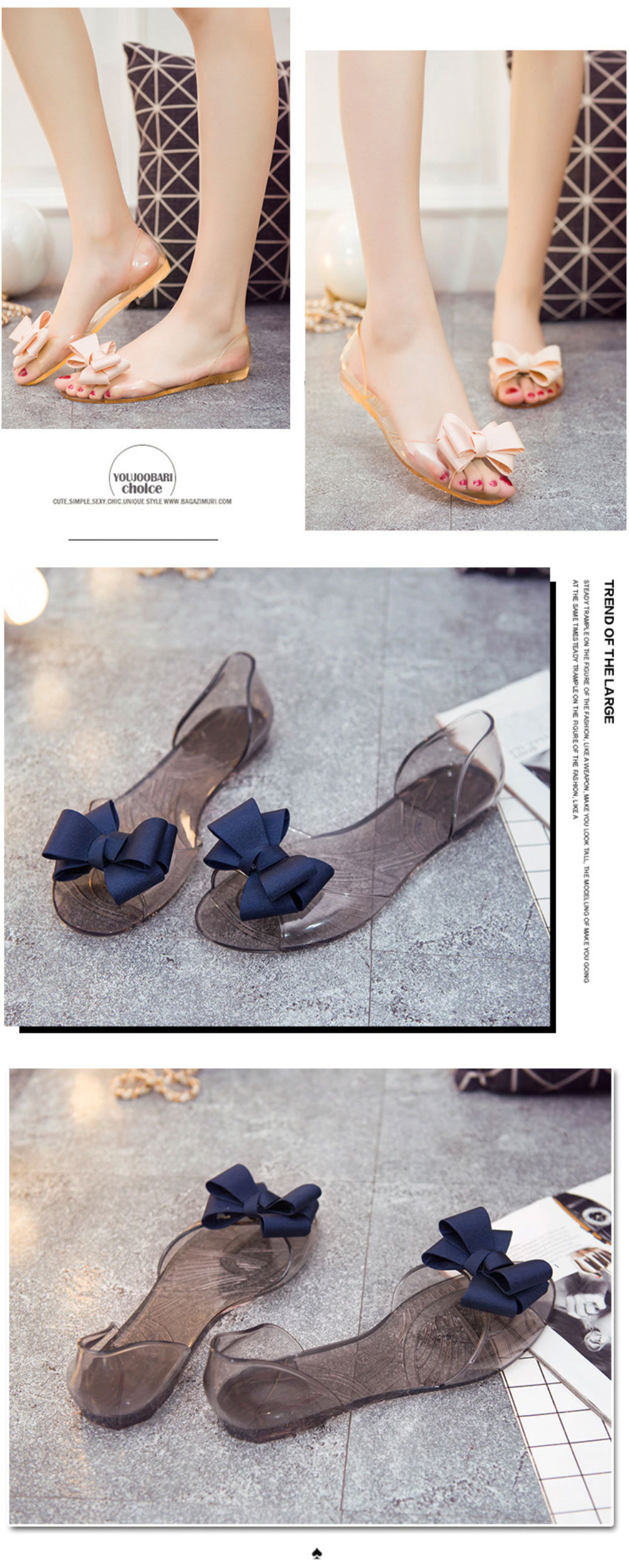 Clear Jelly Sandals with Bows - ApolloBox