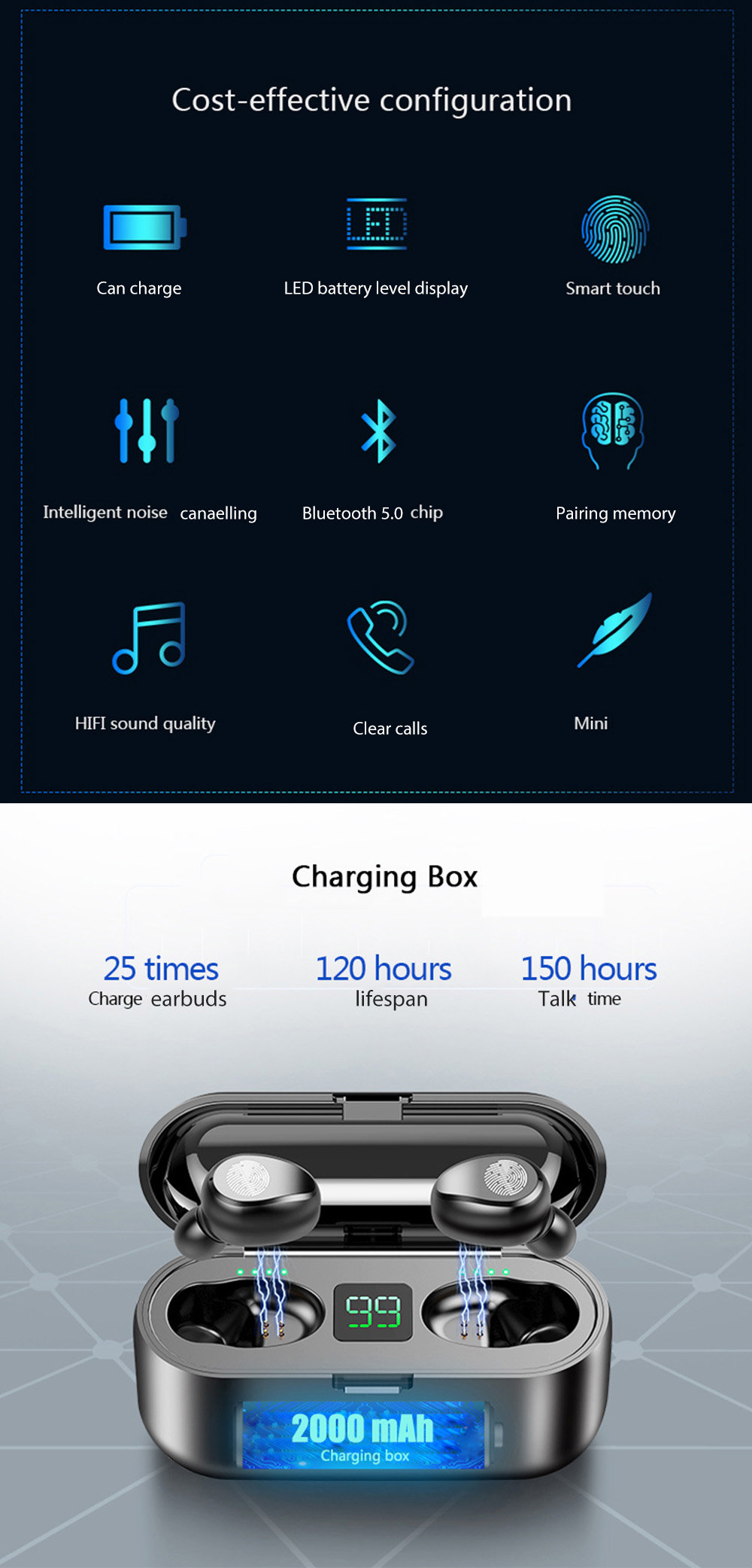 Bluetooth Earbuds with Charging Box - ApolloBox