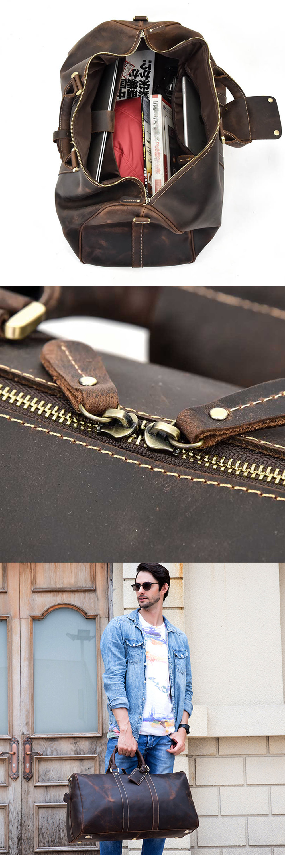 Travel Duffel Bag - Real Leather - ApolloBox