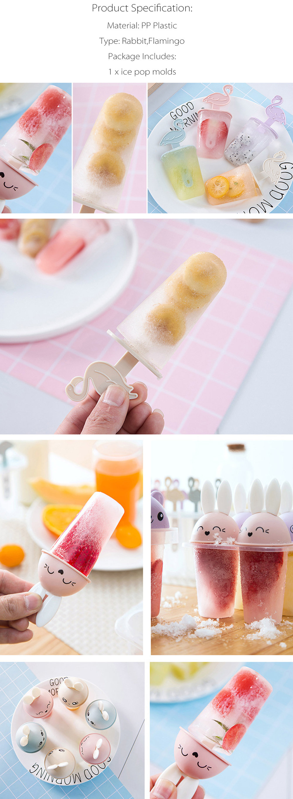 3 Sets of Popsicle Molds With 60 Sticks Cute Animals Cake POP Mold Ice Tray  With Lids 