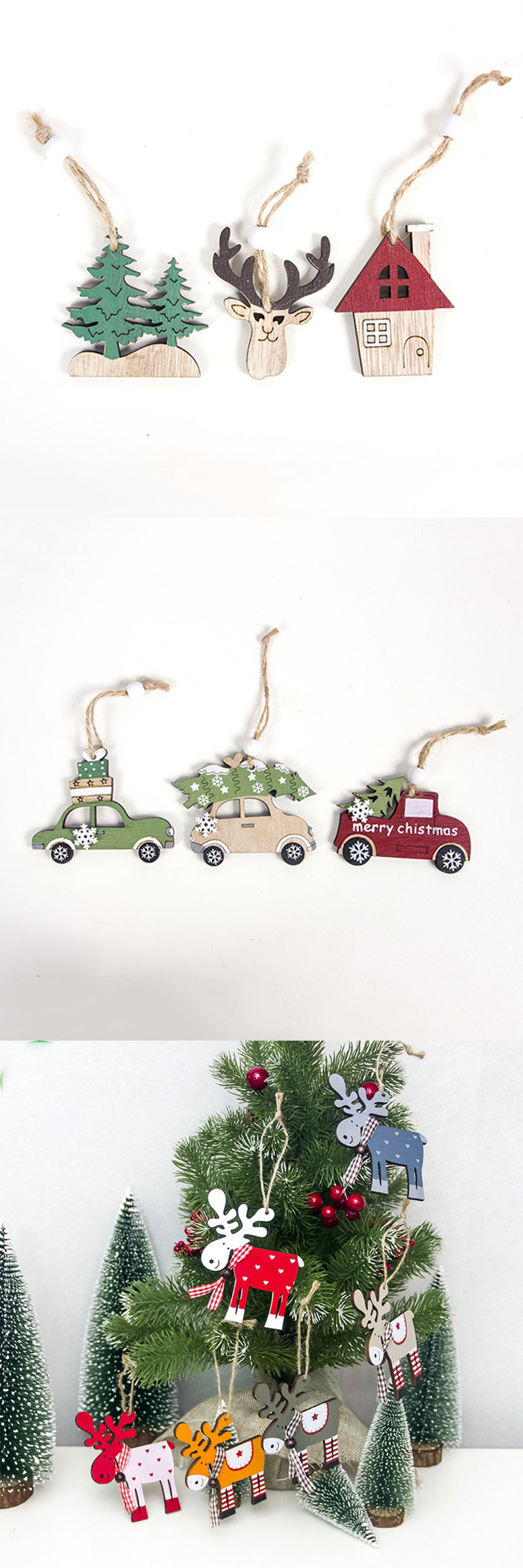 Details about   Pcs Christmas Truck wooden Pendants Ornaments for Christmas tree Ornament New Ye 