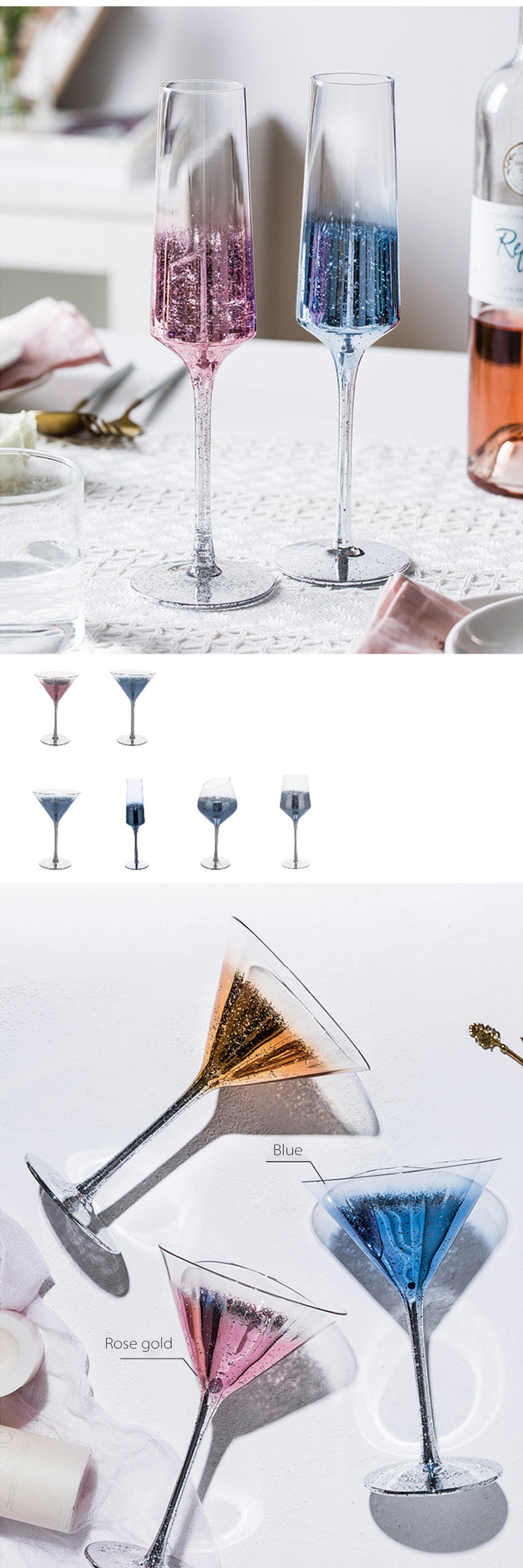 Starry Sky Wine Glass - Blue - Pink - 3 Colors - 3 Sizes from Apollo Box