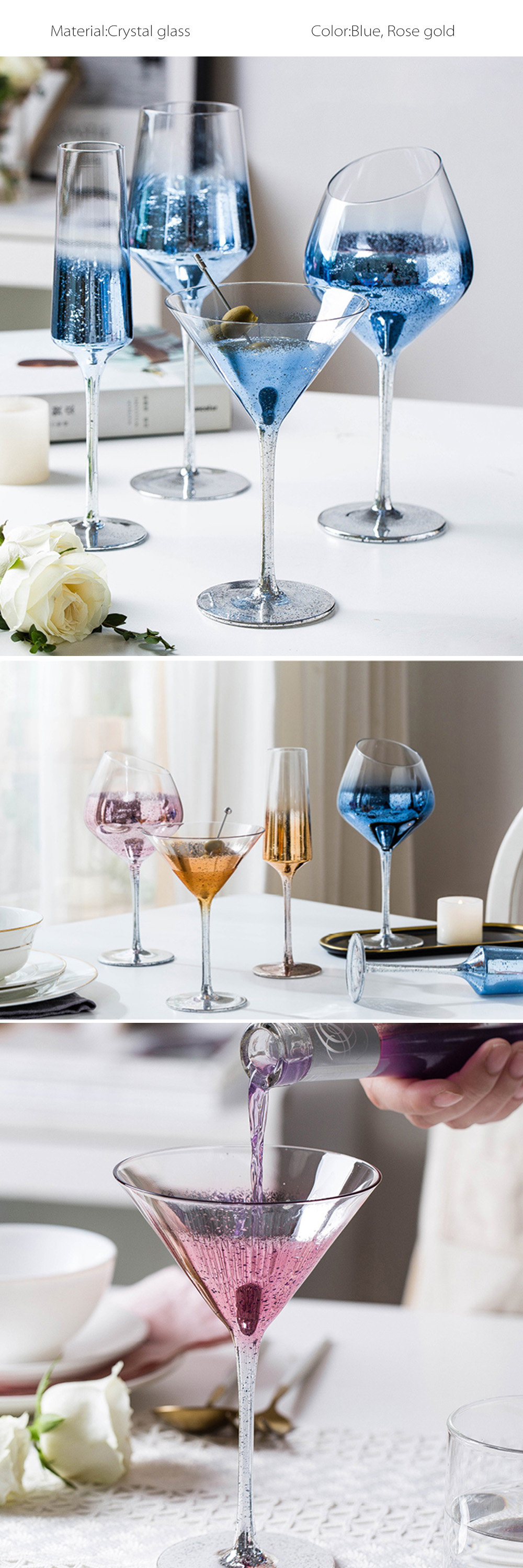 Starry Sky Wine Glass - Blue - Pink - 3 Colors - 3 Sizes from Apollo Box